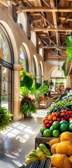 Wall Mural - Fresh Produce Display In A Sunlit Market.