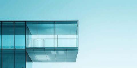 Poster - A glass building with a balcony on the top