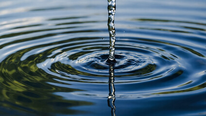 Water drops in sunlight, Defocus blurred transparent blue sea and sky. water surface texture with splashes and bubbles