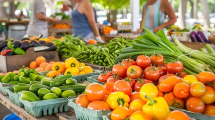 Wall Mural - Fresh Produce at a Farmers Market.