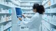 © DNCTZ - A futuristic pharmacy with AIpowered medication dispensers and virtual consultation screens, future healthcare, pharmacy innovation