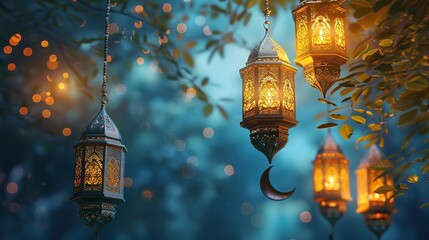 Islamic lantern luxury celebration background.