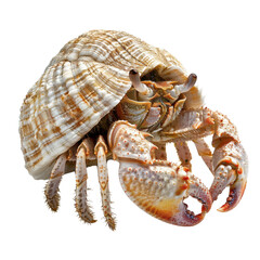 Close-up of a hermit crab showcasing its unique shell and claws, highlighting the beauty of marine life.