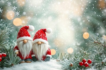 Christmas Gnome Decorations in Snowy Setting