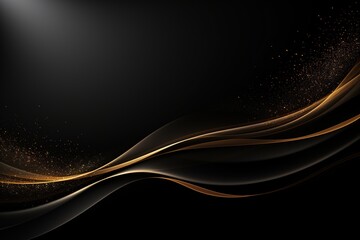 Abstract black and gold wavy background.