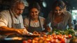 © DNCTZ_STUDIO - Family preparing dinner together, with fresh vegetables and smiles in a cozy kitchen setting, capturing the joy of cooking and bonding.