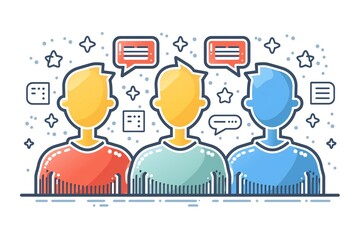 social network connection concept in cartoon illustration
