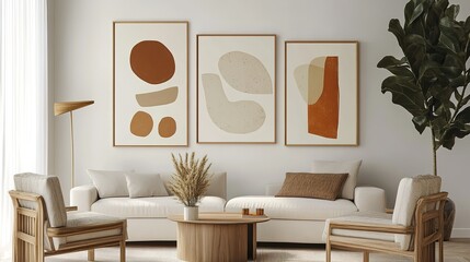 Wall Mural - Minimalistic Framed Illustrations for Interior Wall Art: Elegant and Simple Design