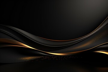 Wall Mural - Abstract black and gold wavy background.