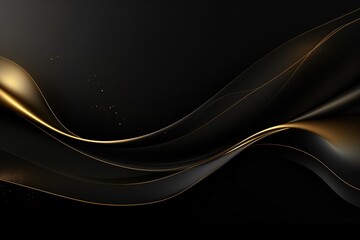 Wall Mural - Abstract black and gold wavy background.