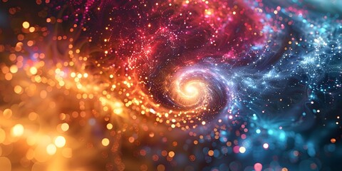 Sticker - colorful digital explosion with vibrant swirls and spirals depicting the energetic flow of a futuris