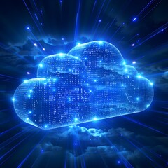 Canvas Print - Luminous Digital Cloud Representing Cloud Computing and Data Storage Connectivity