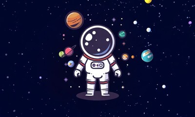 Wall Mural - Astronaut in Space Illustration