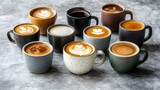 The assortment of coffee cups