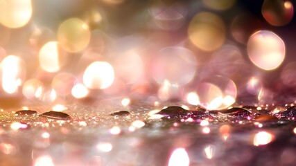 Wall Mural - Glitter bokeh background unfocused shimmer sparkle crystal droplets wallpaper