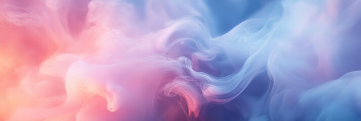 Sticker - Abstract Smoke Swirls in Pastel Colors - A mesmerizing abstract image featuring delicate swirls of smoke in soft pink, blue, and white hues. This image symbolizes dreaminess, ethereal beauty, and the 