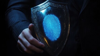 Wall Mural - The glowing fingerprint shield