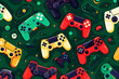 © ADDICTIVE STOCK - Colorful collection of vintage and modern game controllers. Generative AI image