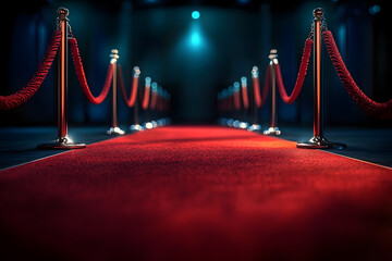 Wall Mural - Luxury red carpet with selective focus. AI generated, human enhanced