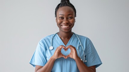 Wall Mural - The nurse in blue uniform