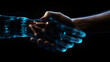 © MidJen - Poignée de mains entre un humain et une intelligence artificielle