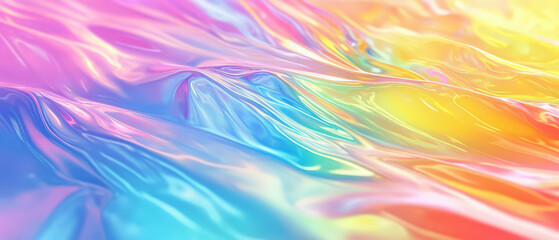 Wall Mural - A colorful, flowing piece of fabric with a rainbow pattern