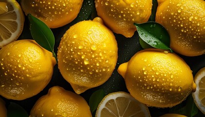 Sticker - Close up photo of yellow lemons