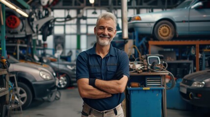 Wall Mural - The mechanic in the garage