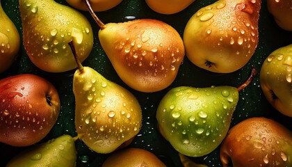 Wall Mural - Close up photo of pears