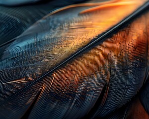 Sticker - Captivating Feather Macro Intricate Textures and Colors Reveal Nature s