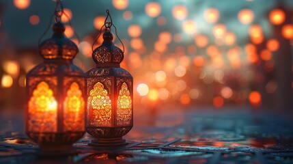 Wall Mural - Arabic lantern of ramadan celebration background