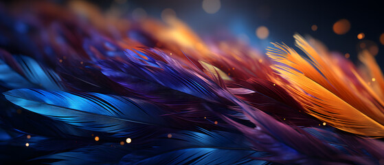 Wall Mural - immersive vibrant indigo feather star background