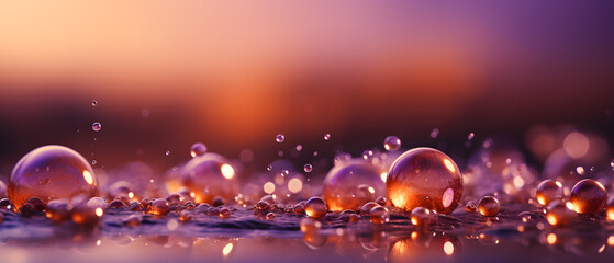 Canvas Print - immersive vibrant mauve orange bubbles background