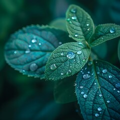 Canvas Print - Delicate Raindrop on a Lush Green Leaf with Detailed Texture