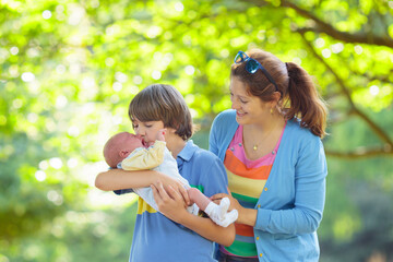 Wall Mural - Portrait of happy woman with kids