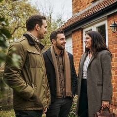 Stock photo of estate agent meeting 35-year-old men outside Essex home