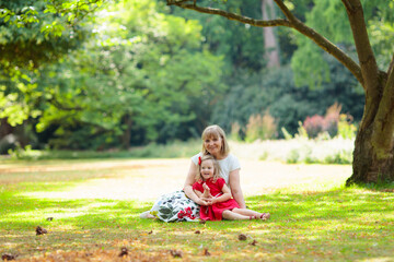 Wall Mural - Portrait of happy woman with kids