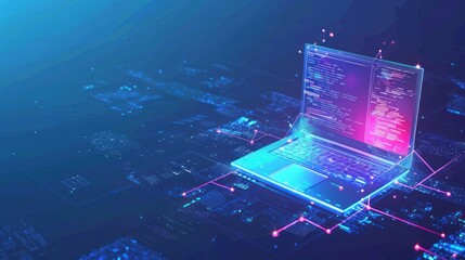Futuristic Laptop with Code
