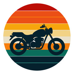 Sticker - Vintage Motor Bike Silhouette Retro Circle T-Shirt Graphic Design