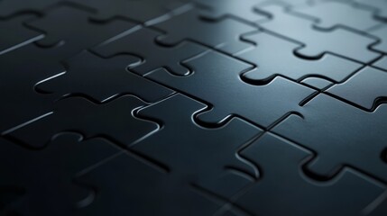 Close-up of a dark puzzle with interlocking pieces