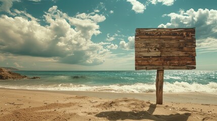 art wood sign on beach