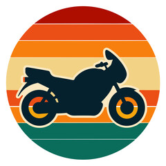 Sticker - Vintage Motor Bike Silhouette Retro Circle T-Shirt Graphic Design