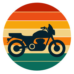 Sticker - Vintage Motor Bike Silhouette Retro Circle T-Shirt Graphic Design