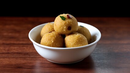 Wall Mural - Indian Sweets - Besan ke Ladoo (made with gram flour, sugar, clarified butter and dry fruits).