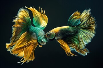 Two Siamese Fighting Fish in a Graceful Dance