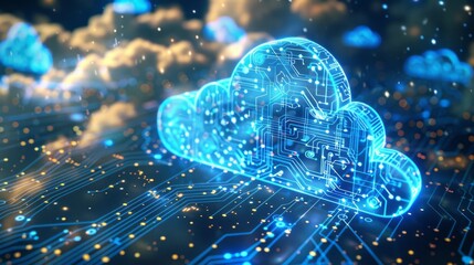 Abstract digital depictions of cloud technology engineering serve as visual metaphors for the interconnected web of data flows and computational processes