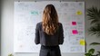 © arthit - Businesswoman standing in front of a whiteboard, explaining a strategy.