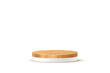 © backup16 - Wooden 3d podium on white background. Round stage display product. Empty circle stand pedestal of natural wood with white base for luxury product presentation. Realistic modern vector illustration.
