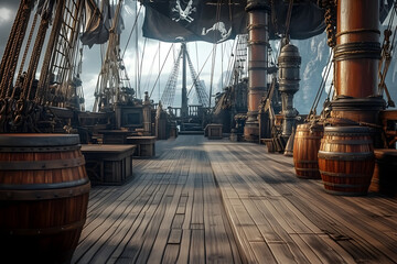 Canvas Print - Pirate ship deck, history and fantasy concept. 