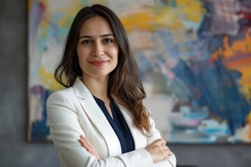 Wall Mural - young business woman standing at office